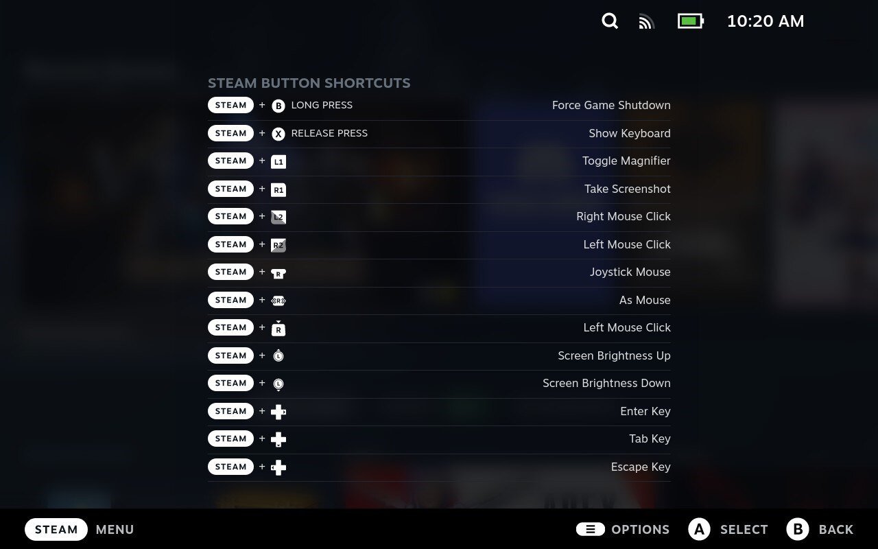 Các Phím Tắt Steam Deck